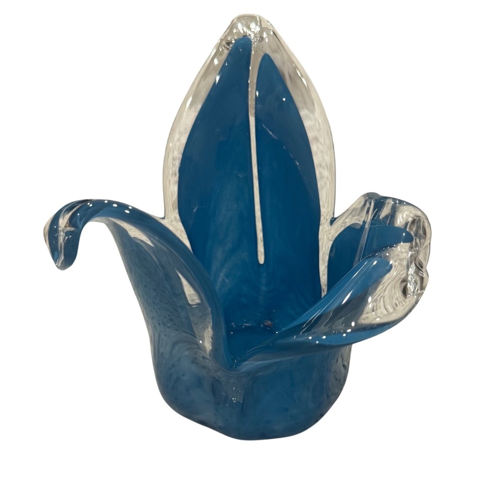 Murano Art Glass Blue Ocean Waves Candle Holder or Vase‎ Sculpture 6.75"
Vintage